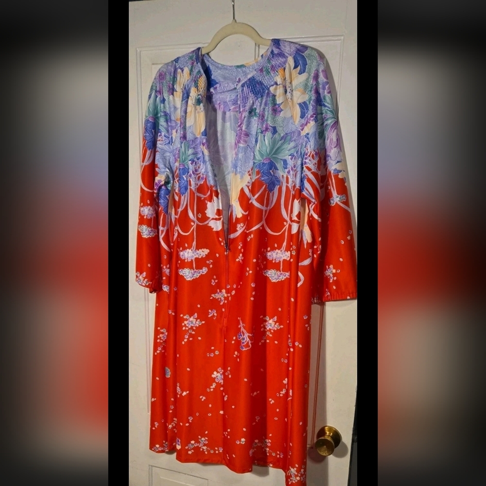 Floral Red and Purple Women's Robe